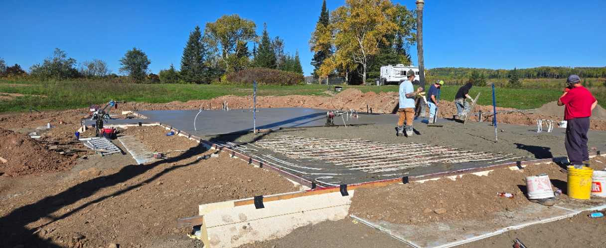 Commercial concrete pad pour in progress